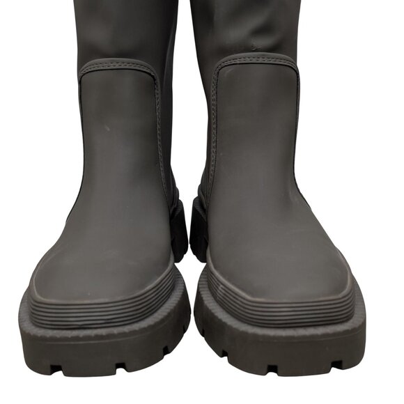 Zara Heeled Rubberized Tall Boots Womens Grey Airlift Chunky Sole Pull On Size 8 - Picture 10 of 14